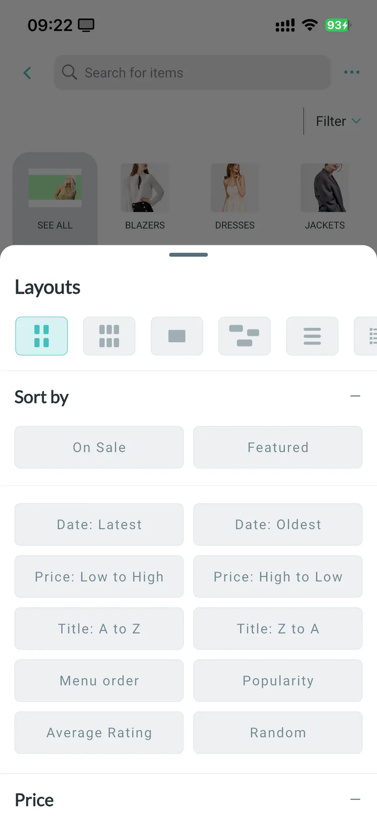 Fluxstore WooCommerce - Flutter E-commerce Full App — Layouts & sorting